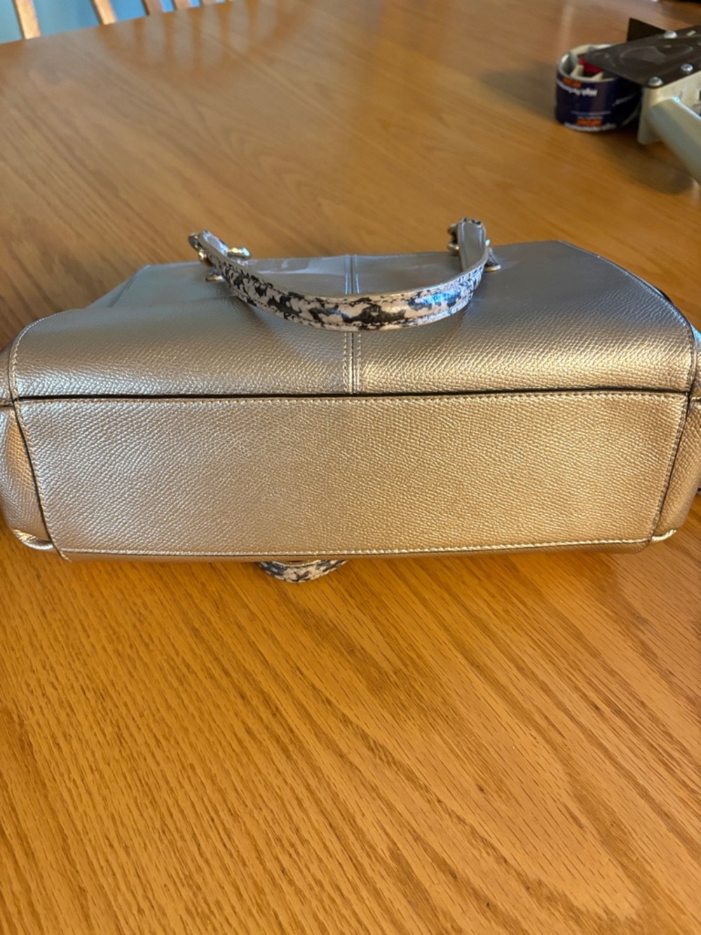 Coach Silver Satchel with Snake-Print Handles Kitt - Picture 4 of 8